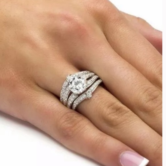 New ❤️ sterling silver white halo diamonds rings - Picture 4 of 7